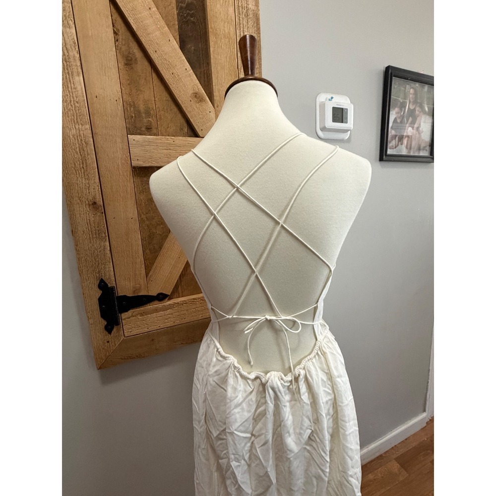 The Kooples White Cotton Modal Open Back Criss Cross Maxi Dress FROB24239K EU 3 - Picture 3 of 8